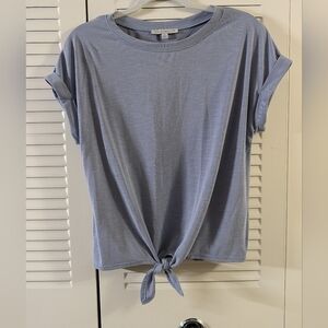 Green Envelope Light Blue Tie-Knot Short Sleeve Tee
